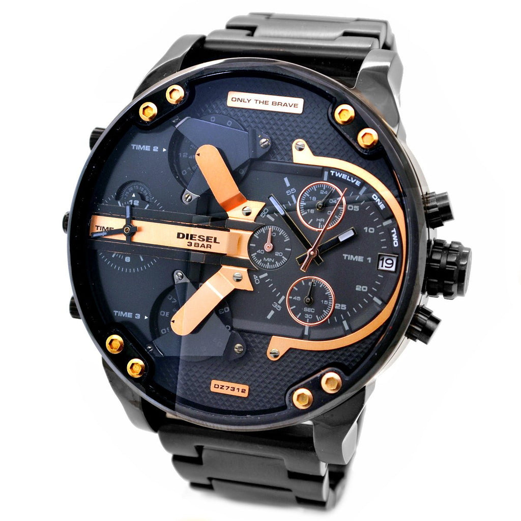 Diesel Big Daddy Chronograph Black Dial Black Steel Strap Watch For Men - DZ7312 Buy Now By Diesel