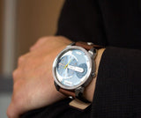 Diesel Mini Daddy LIght Blue Dial Brown Leather Strap Watch For Men - DZ7321 Buy Now By Diesel