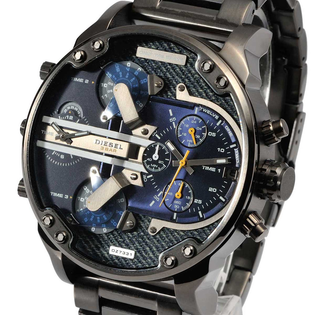 Diesel Big Daddy 2.0 Chronograph Blue Dial Grey Steel Strap Watch For Men - DZ7331 Buy Now By Diesel