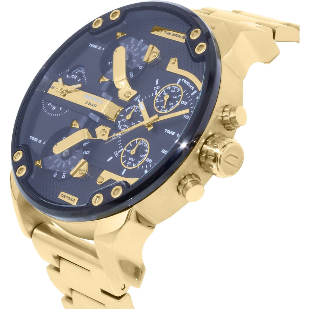 Diesel Mr Daddy 2.0 Chronograph Black Dial Gold Steel Strap Watch For Men - DZ7333 Buy Now By Diesel