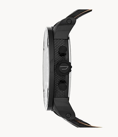 Diesel Little Daddy Black Dial Black Leather Strap Watch For Men - DZ7334 Buy Now By Diesel