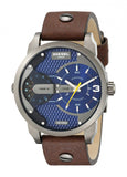 Diesel Mini Daddy Analog Blue Dial Brown Leather Strap Watch For Men - DZ7339 Buy Now By Diesel