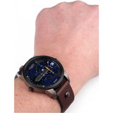Diesel Mini Daddy Analog Blue Dial Brown Leather Strap Watch For Men - DZ7339 Buy Now By Diesel