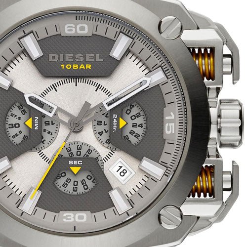 Diesel BAMF Chronograph Beige Dial Brown Leather Strap Watch For Men - DZ7343 Buy Now By Diesel