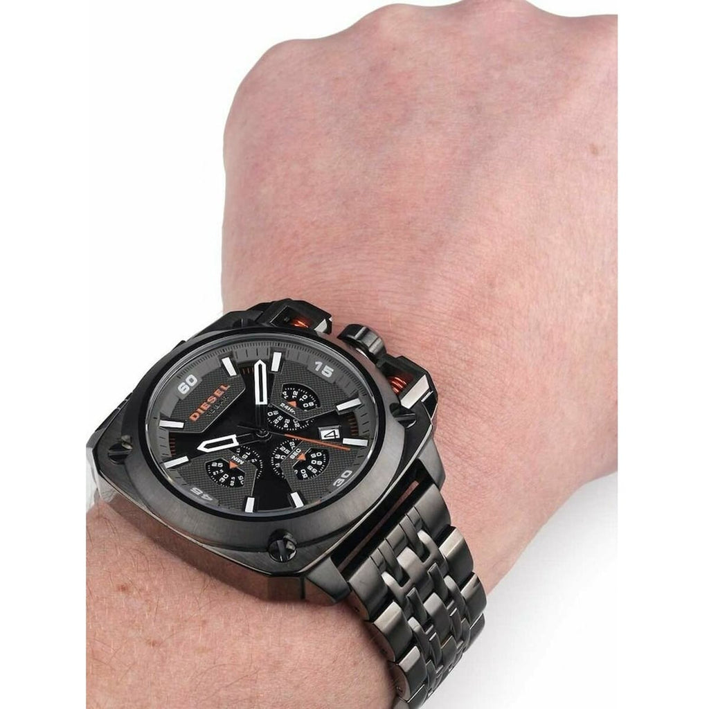 Diesel BAMF Chronograph Gray Dial Gray Steel Strap Watch For Men - DZ7344 Buy Now By Diesel