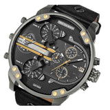 Diesel Mr Daddy 2.0 Chronograph Black Dial Black Leather Strap Watch For Men - DZ7348 Buy Now By Diesel