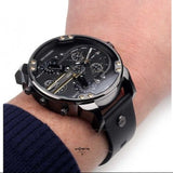 Diesel Mr Daddy 2.0 Chronograph Black Dial Black Leather Strap Watch For Men - DZ7348 Buy Now By Diesel