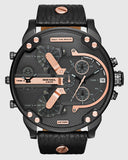Diesel Mr Daddy 2.0 Chronograph Black Dial Black Leather Strap Watch For Men - DZ7350 Buy Now By Diesel