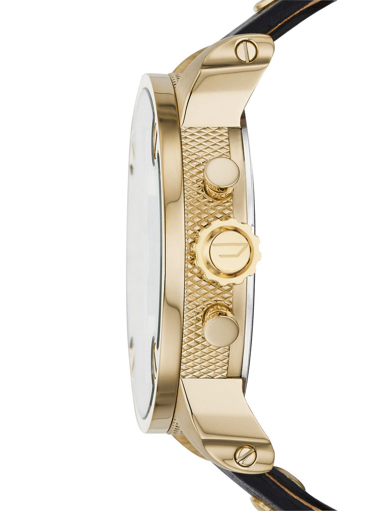 Diesel Mr Daddy Gold Dial Black Leather Strap Watch For Men - DZ7363 Buy Now By Diesel