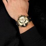 Diesel Mr Daddy Gold Dial Black Leather Strap Watch For Men - DZ7363 Buy Now By Diesel