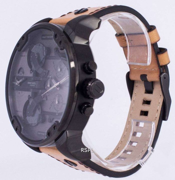 Diesel Mr. Daddy 2.0 Chronograph Grey Dial Brown Leather Strap Watch For Men - DZ7406 Buy Now By Diesel