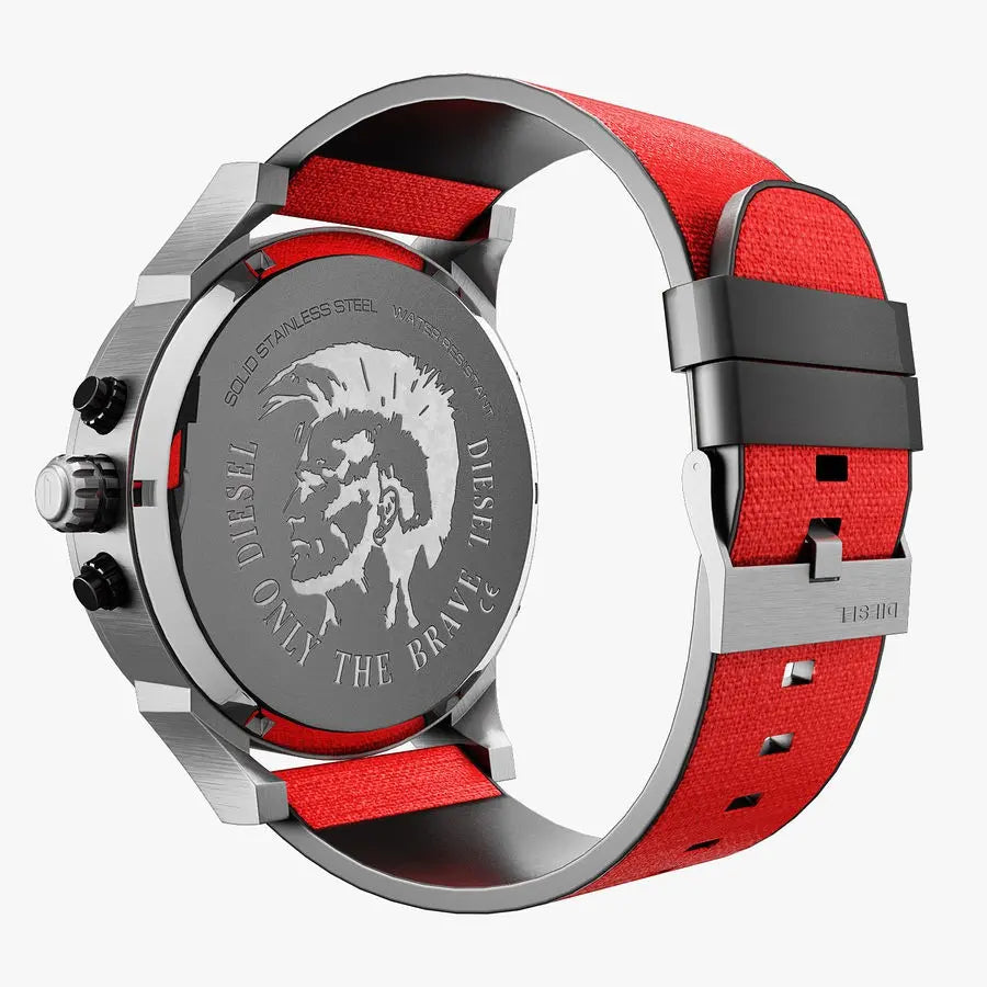 Diesel Mr Daddy 2.0 Chronograph Grey Dial Red Rubber Strap Watch For Men - DZ7423 Buy Now By Diesel