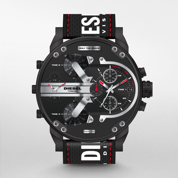 Diesel Mr. Daddy 2.0 Quartz Black Dial Black Nylon Strap Watch For Men - DZ7433 Buy Now By Diesel