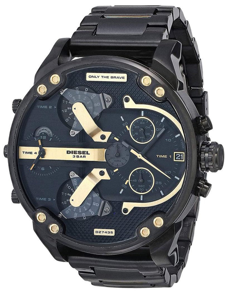 Diesel Big Daddy Chronograph Black Dial Black Steel Strap Watch For Men - DZ7312 Buy Now By Diesel