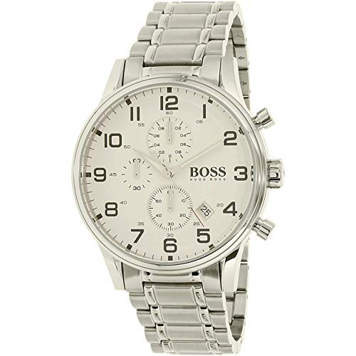 Hugo Boss Aeroliner Chronograph White Dial Silver Steel Strap Watch for Men - 1513182 Buy Now By Hugo Boss