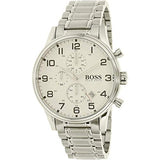 Hugo Boss Aeroliner Chronograph White Dial Silver Steel Strap Watch for Men - 1513182 Buy Now By Hugo Boss