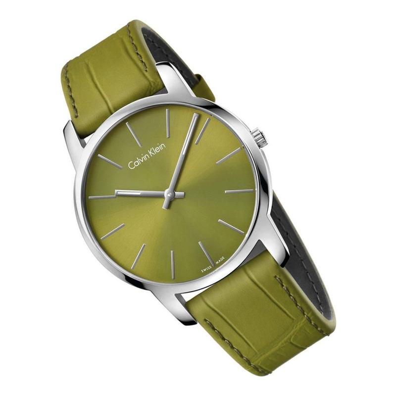 Calvin Klein City Green Dial Green Leather Strap Watch for Men - K2G211WL Buy Now By Calvin Klein
