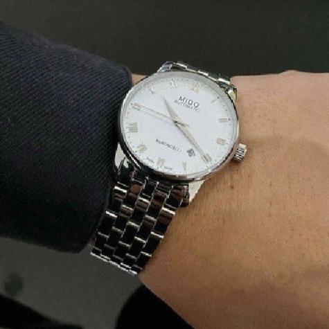 Mido Baroncelli II Automatic White Dial Silver Steel Strap Watch For Men - M8600.4.26.1 Buy Now By Mido