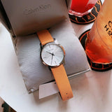 Calvin Klein City Silver Dial Orange Leather Strap Watch for Women - K2G231G6 Buy Now By Calvin Klein