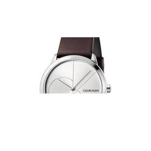 Calvin Klein Minimal Silver Dial Brown Leather Strap Watch for Men - K3M221G6 Buy Now By Calvin Klein