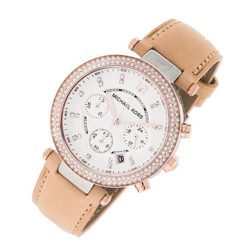 Michael Kors Parker Chronograph White Dial Tan Leather Strap Watch for Women - MK5633 Buy Now By Michael Kors