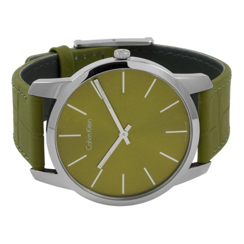 Calvin Klein City Green Dial Green Leather Strap Watch for Men - K2G211WL Buy Now By Calvin Klein