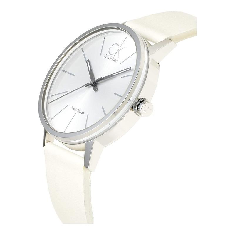 Calvin Klein Post Minimal Silver Dial White Leather Strap Watch for Men - K7621126 Buy Now By Calvin Klein