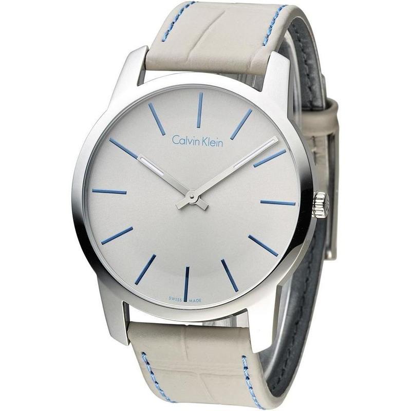 Calvin Klein City Silver Dial Grey Leather Strap Watch for Men - K2G211Q4 Buy Now By Calvin Klein
