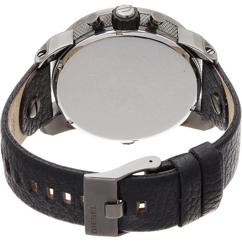 Diesel Badass Chronograph Anthracite Dial Black Leather Strap Watch For Men - DZ7270 Buy Now By Diesel