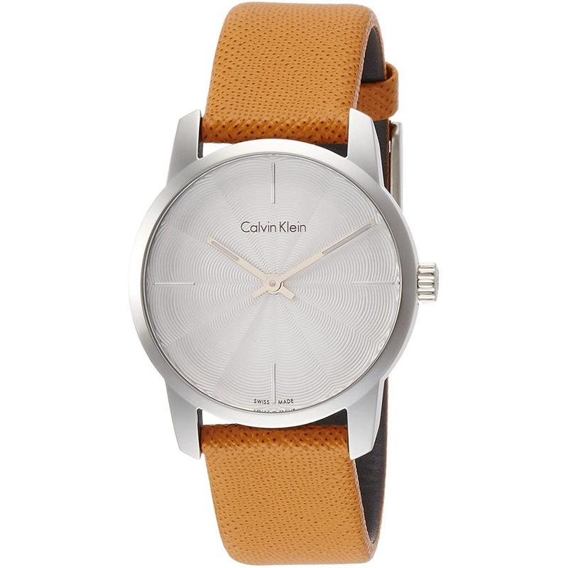 Calvin Klein City Silver Dial Orange Leather Strap Watch for Women - K2G231G6 Buy Now By Calvin Klein