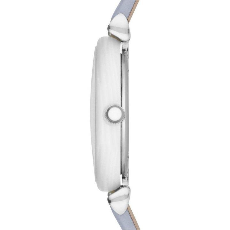 Emporio Armani Gianni T-Bar Mother Of Pearl White Dial Grey Leather Strap Watch For Women - AR11039 Buy Now By Emporio Armani