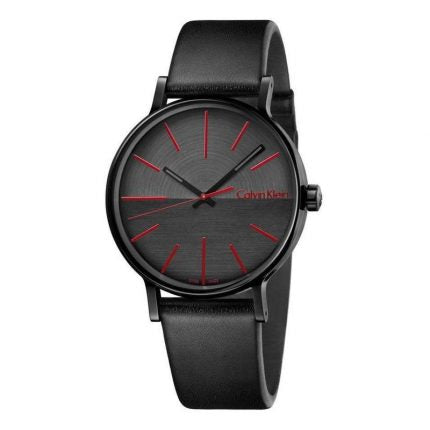 Calvin Klein Boost Black Dial Black Leather Strap Watch for Men - K7Y214CY Buy Now By Calvin Klein