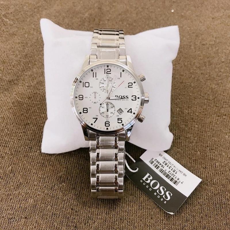 Hugo Boss Aeroliner Chronograph White Dial Silver Steel Strap Watch for Men - 1513182 Buy Now By Hugo Boss