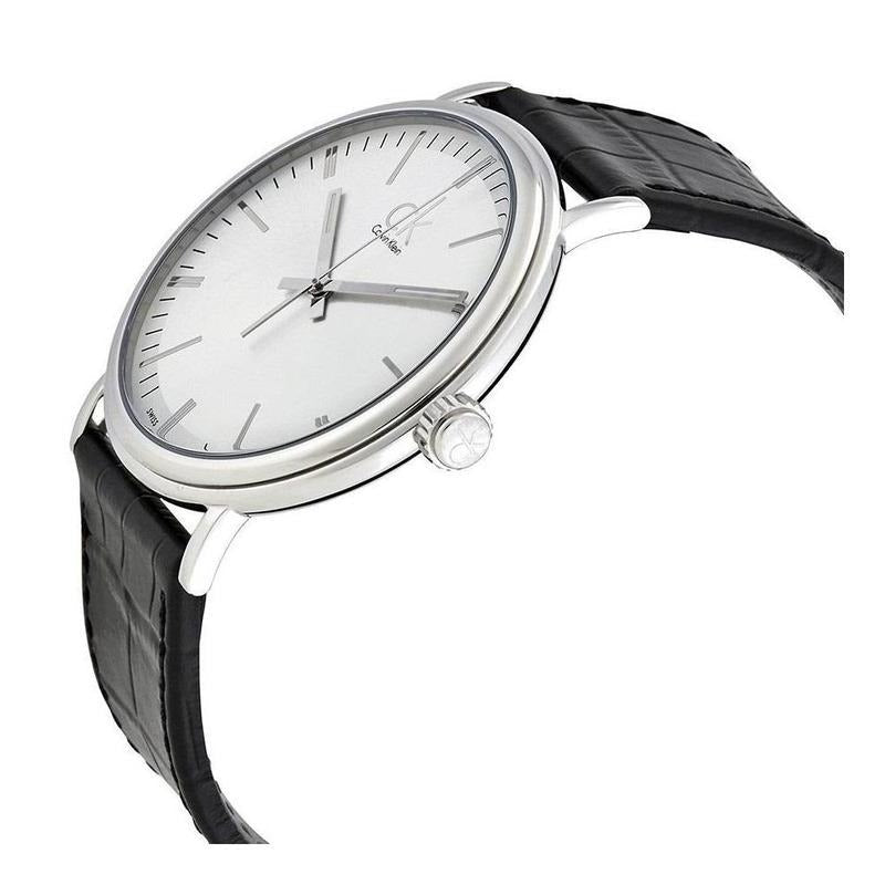 Calvin Klein Surround Silver Dial Black Leather Strap Watch for Men - K3W211C6 Buy Now By Calvin Klein