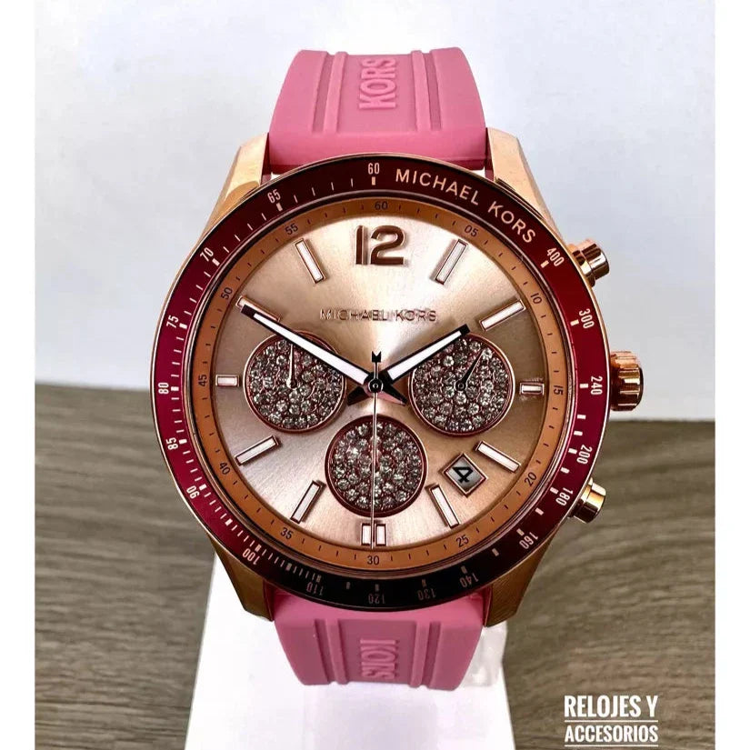 Michael Kors Berkley Quartz Rose Gold Dial Pink Rubber Strap Watch for Women - MKO1039 Buy Now By Michael Kors