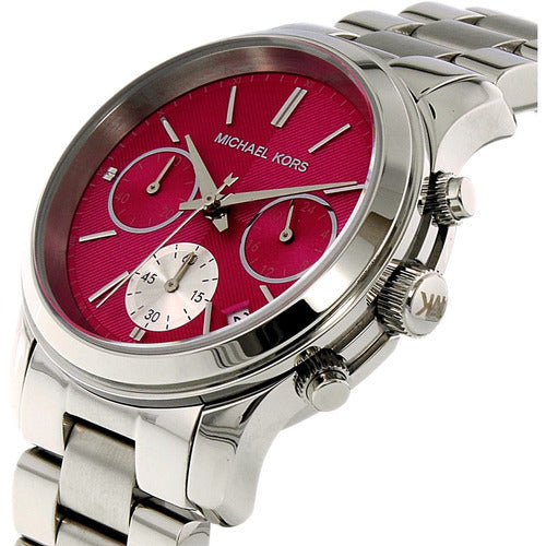Michael Kors Runway Chronograph Pink Dial Silver Steel Strap Watch for Women - MK6160 Buy Now By Michael Kors