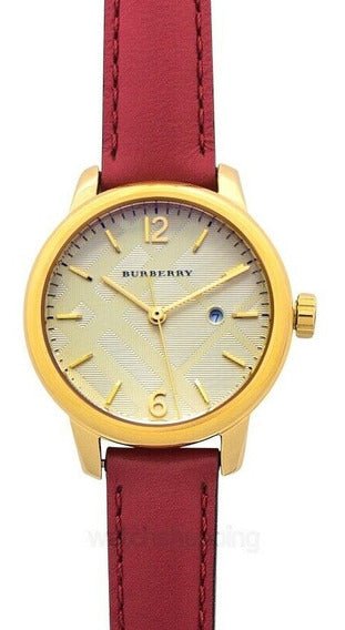 Burberry The City Gold Dial Red Leather Strap Watch for Women - BU9140 Buy Now By Burberry