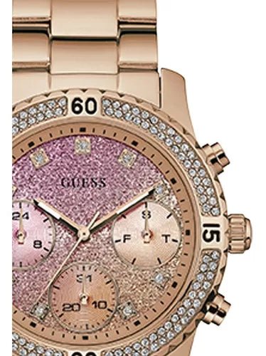 Guess Confetti Pink Dial Rose Gold Steel Strap Watch For Women - W0774L3 Buy Now By Guess