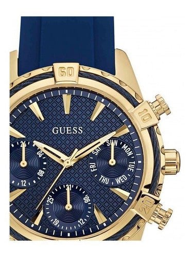 Guess Catalina Blue Gold Tone Blue Silicone Strap Watch For Women - W0562L2 Buy Now By Guess
