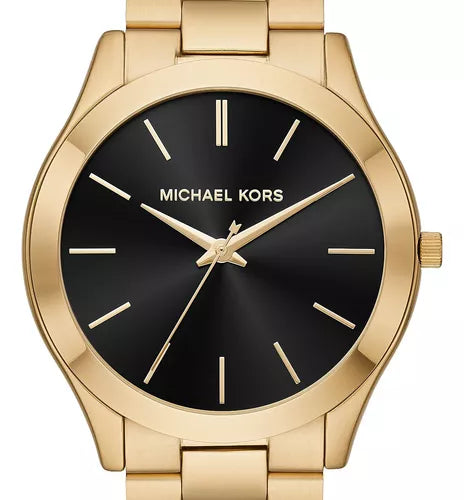 Michael Kors Slim Runway Quartz Black Dial Gold Steel Strap Watch For Men - MK8621 Buy Now By Michael Kors