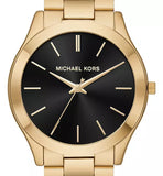 Michael Kors Slim Runway Quartz Black Dial Gold Steel Strap Watch For Men - MK8621 Buy Now By Michael Kors