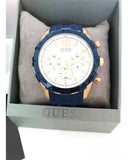 Guess Caliber Chronograph White Dial Blue Silicone Strap Watch for Men - W0864G5 Buy Now By Guess