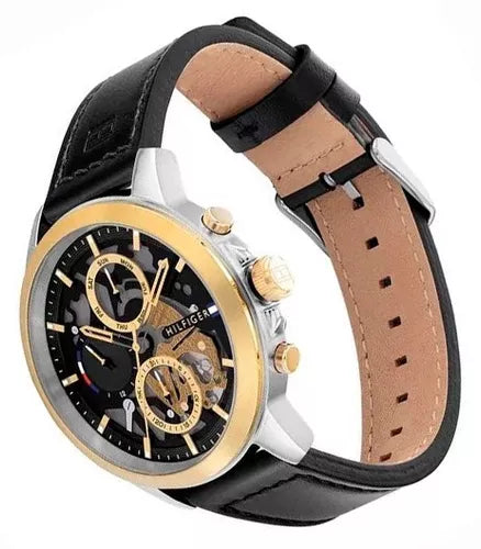 Tommy Hilfiger Henry Chronograph Black Dial Black Leather Strap Watch For Men - 1710474 Buy Now By Tommy Hilfiger