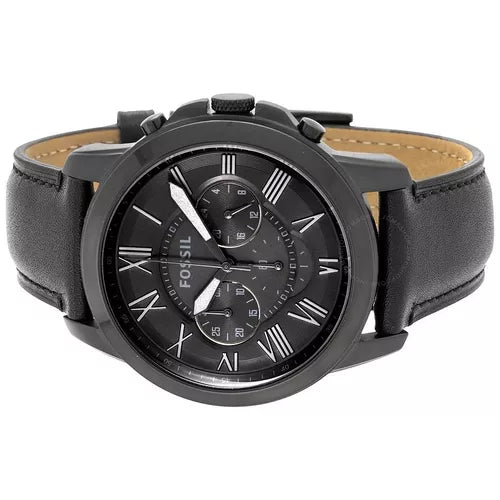 Fossil Grant Chronograph Black Dial Black Leather Strap Watch for Men - FS5132 Buy Now By Fossil
