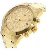 Guess Atlas Chronograph Gold Dial Gold Steel Strap Watch For Men - W0668G4 Buy Now By Guess