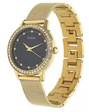 Guess Chelsea Crystals Black Dial Gold Mesh Bracelet Watch For Women - W0647L8 Buy Now By Guess