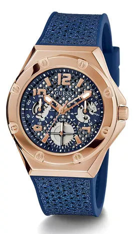 Guess Asteria Multifunction Blue Dial Blue Rubber Strap Watch For Women - GW0620L3 Buy Now By Guess
