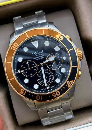 Fossil FB-03 Chronograph Black Dial Silver Steel Strap Watch for Men - FS5768 Buy Now By Fossil