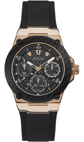 Guess Zena Chronograph Black Dial Black Rubber Strap Watch For Women - W1094L6 Buy Now By Guess