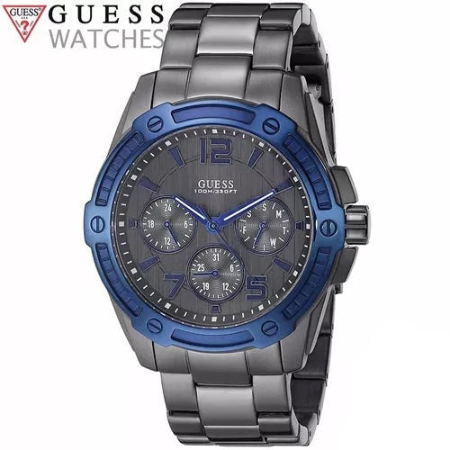 Guess Flagship Multifunction Chronograph Grey Dial Grey Steel Strap Watch for Men - W0601G1 Buy Now By Guess